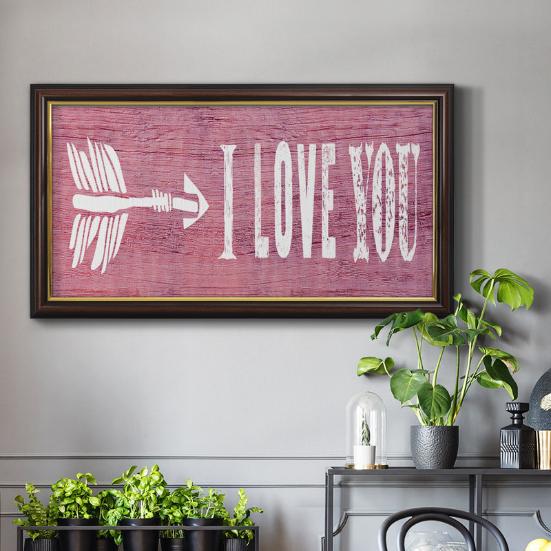 «I Love You», art textuel sur toile, H 25 po x l 45 po x P 1 po