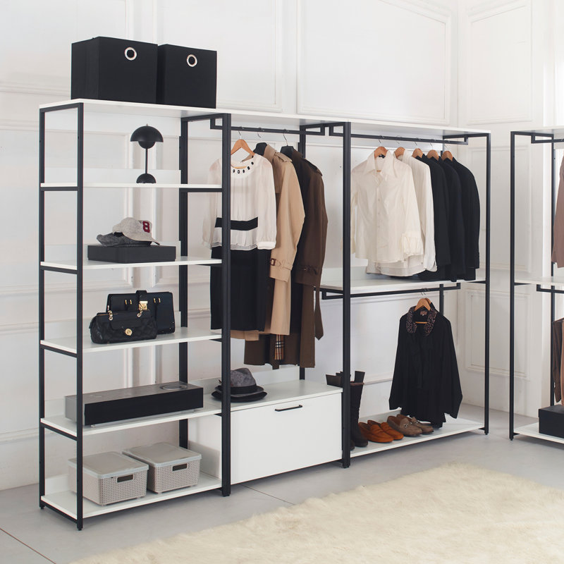 Freestanding Walk in Wood Closet System with Metal Frame