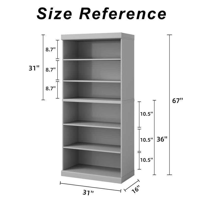 Bibliothèque en bois avec 5 tablettes, Noir, noir, noir, noir, (5 tablettes) H 67 po x l 31 po x P 16 po