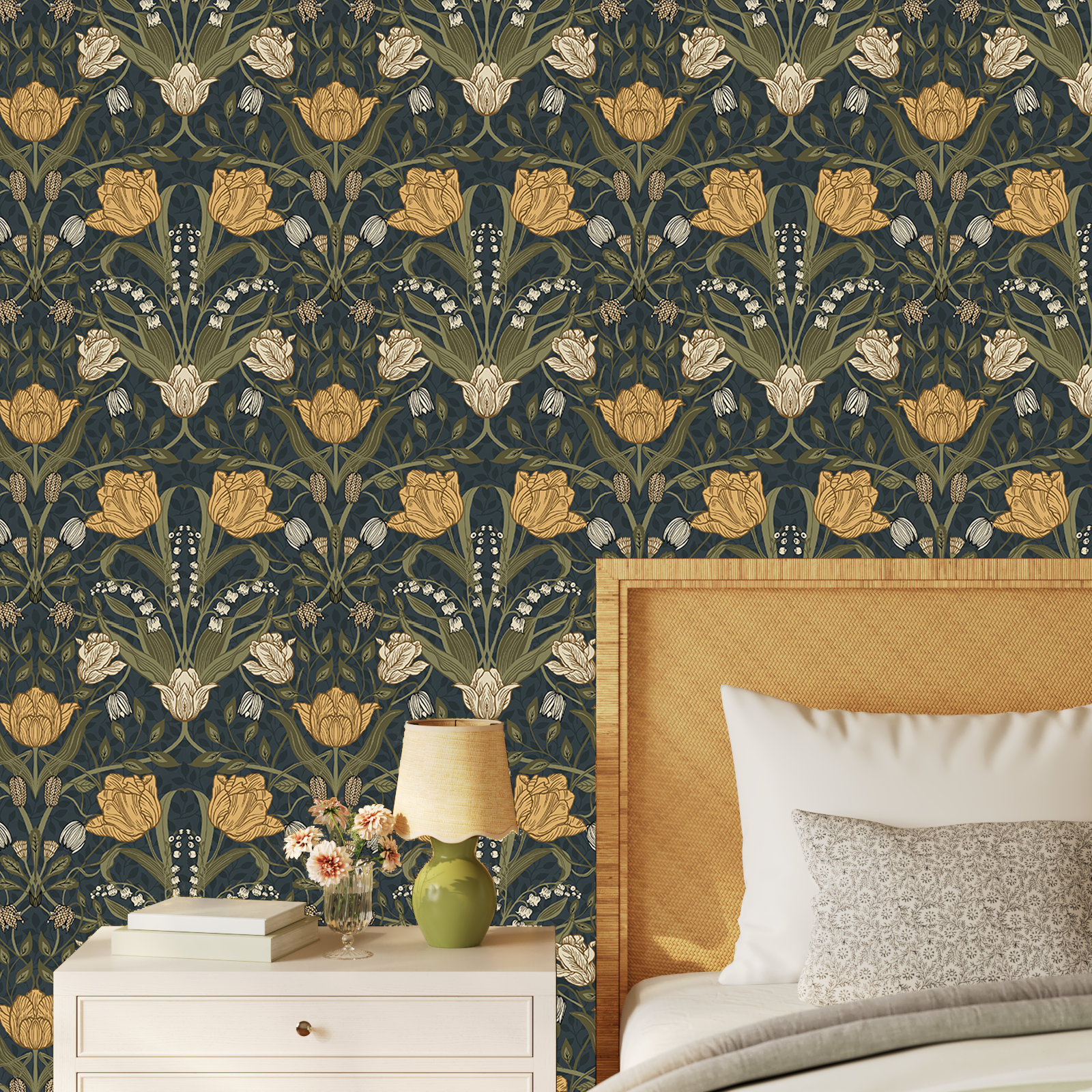 Yael Wallpaper Roll, Navy Blue