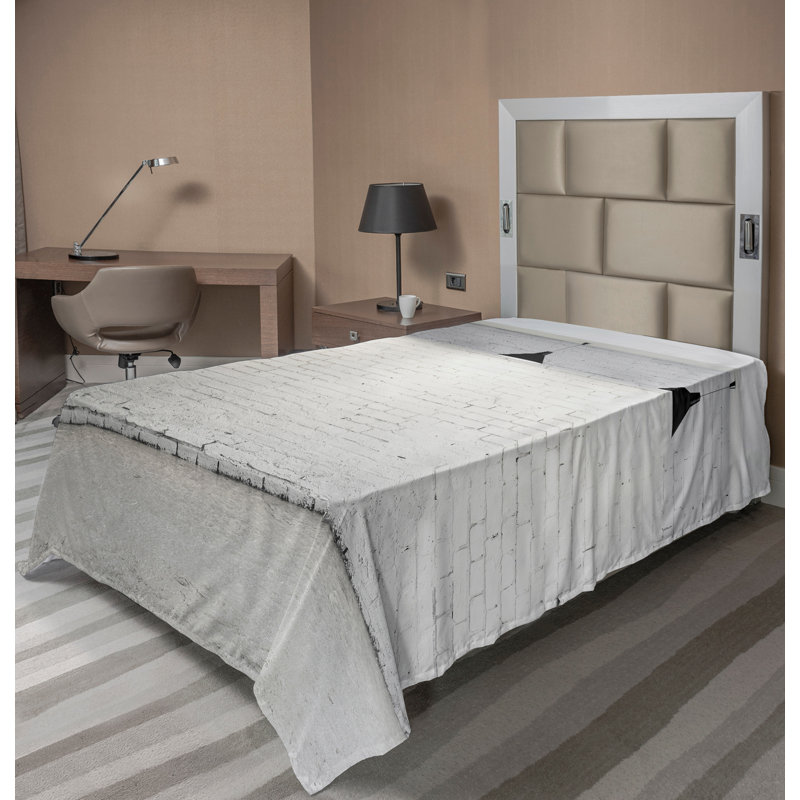Drap-housse noir et blanc Ambesonne, Drap plat pour lit simple