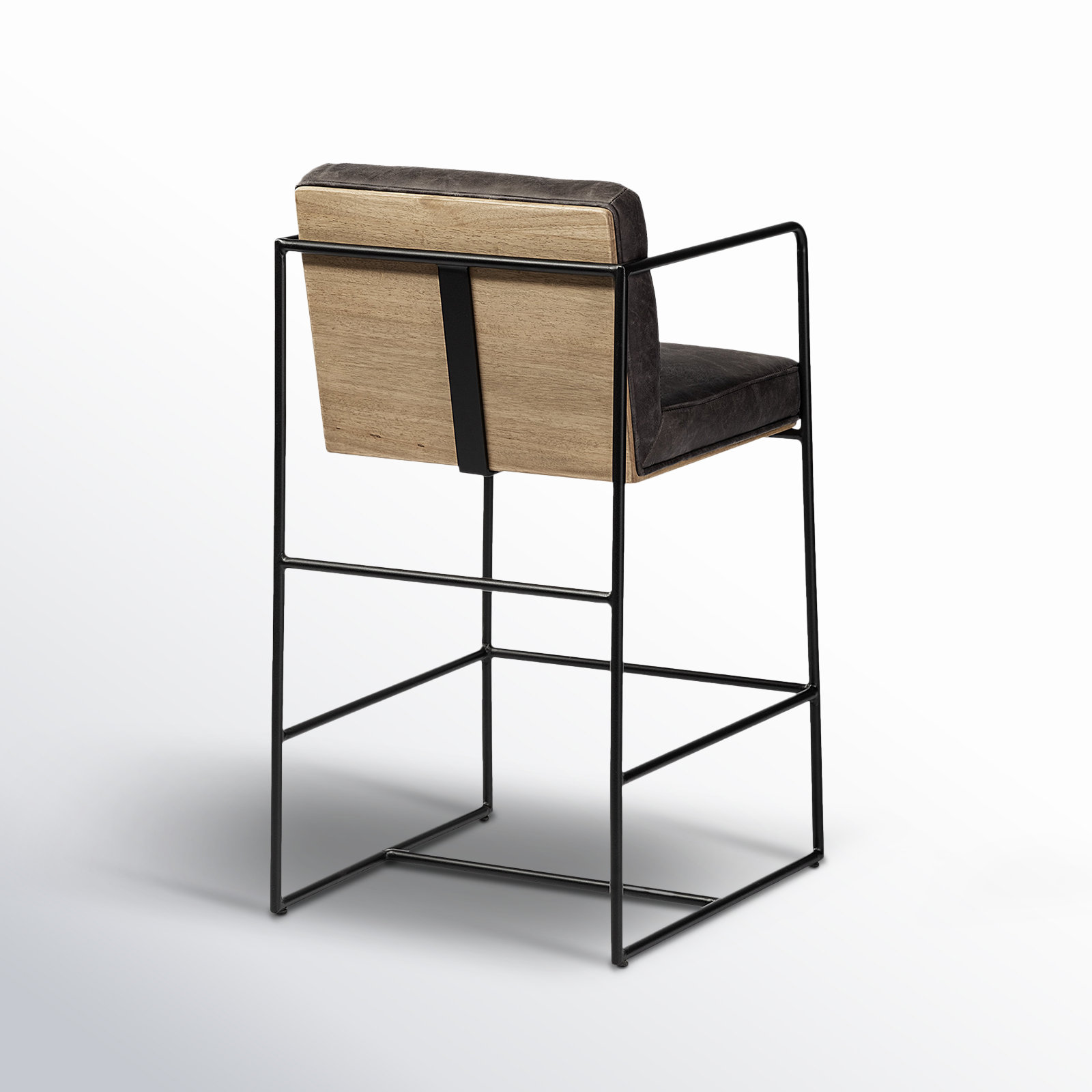 Sidney Genuine Leather Bar & Counter Stool, Counter Stool (26” Seat Height), Dark Brown