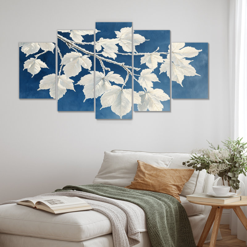 Blanc givré feuilles Brances II - art givré - ensemble de décoration murale traditionnelle diamant