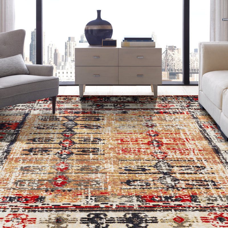 Davison Southwestern Area Rug in Gold, Runner 2'8" x 10'