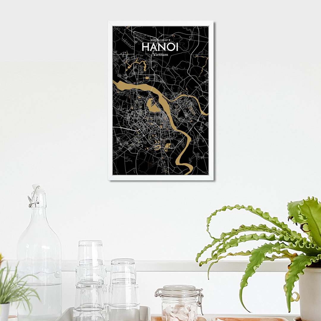 Hanoi City Map In Luxe - No Frame Print