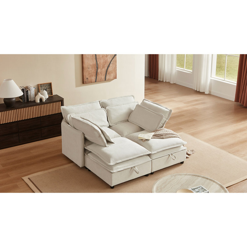 Combinaison libre 4 avec espace de rangement - beige pour plus de confort, coussins double couche et polyvalents, Beige