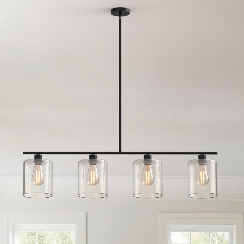 4-Light Iron Kitchen Pendant Light Adjustable Height
