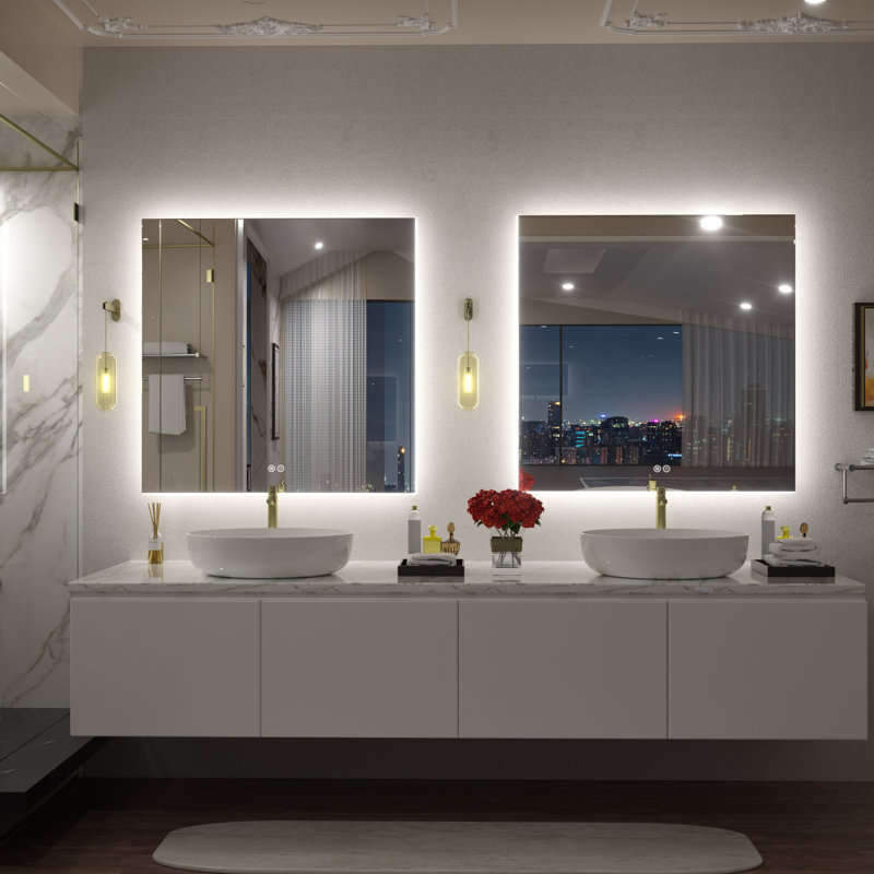 Wayfair Basics® UL Certified LED Anti-Fog Tempered Glass Bathroom/Vanity Mirror, 32" x 32"