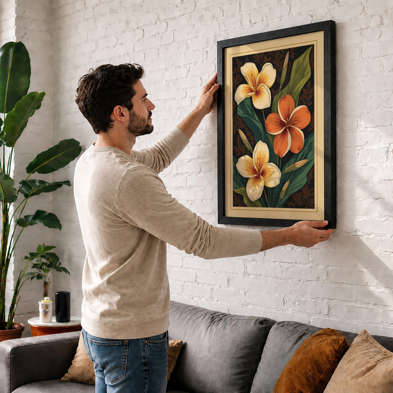 Specimens in Orange Botanical - Framed Print, A1 - 84.1 x 59.4 cm, White