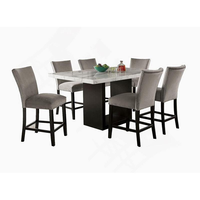 Dining Table Set, One Table With 6 Upholstered Chairs
