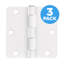 Charnière de porte à roulement simple en acier blanc avec tige amovible, 3 1/2 po x 3 1/2 po, rayon de 1/4 po, paquet de 3-133000412