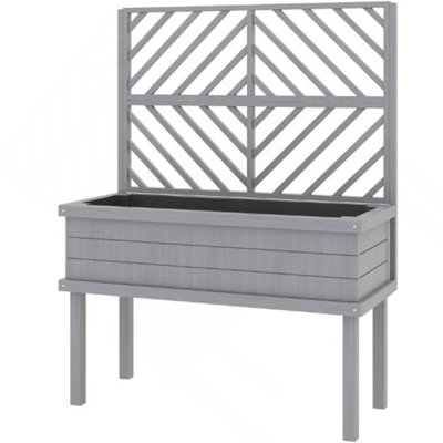 Spacious Raised Garden Bed,Elevated Wood Planter with Trellis for Climbing Plants,with Legs and Drainage Holes