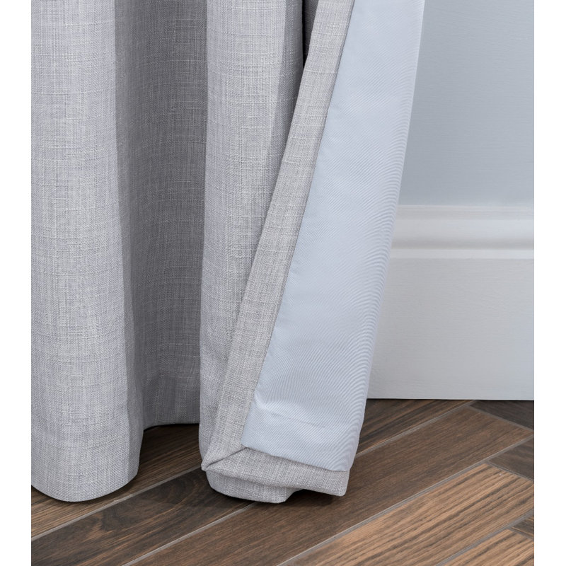 Bittar Linen Look Eyelet Blackout Curtains, Silver, 117 W x 137 D cm