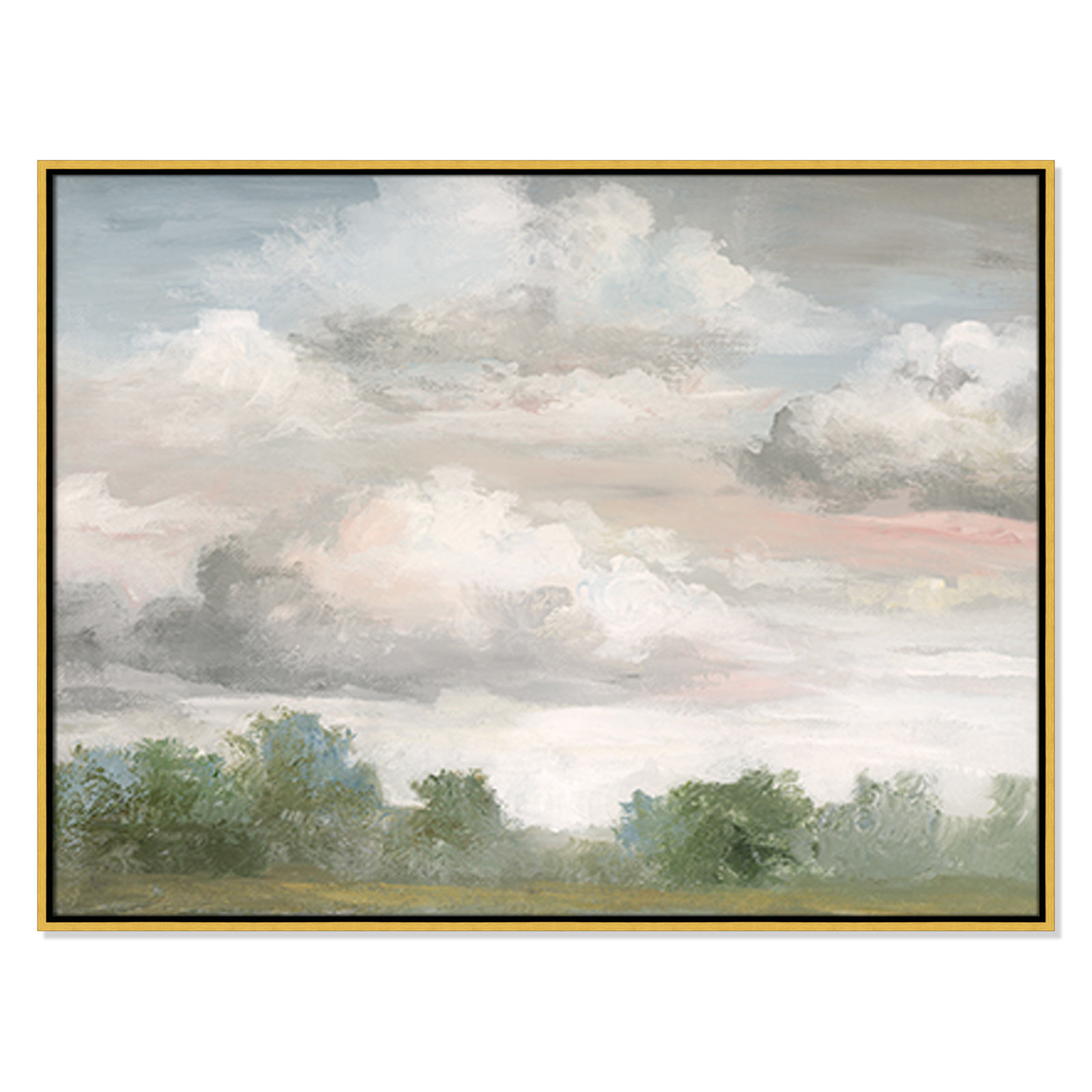 Frangia "Pastel Morning Sky" Print by Nan, 31.5" H x 41.5" W x 2" D, Gold Framed