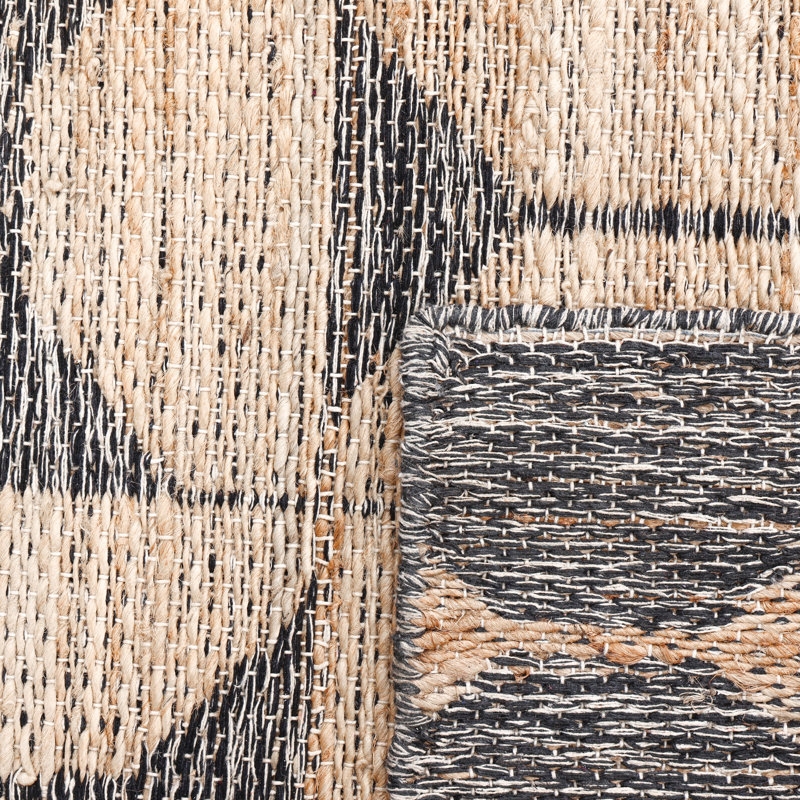 Geometric Area Rug in Light Brown/Black, Rectangle 3' x 5'