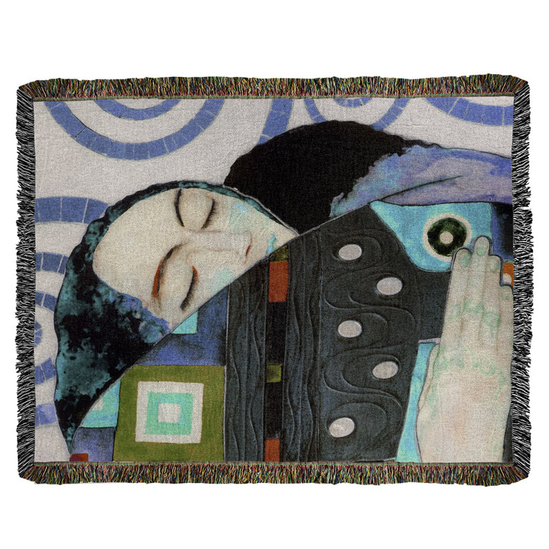 Jeté en coton gustav klimt,, Bleu