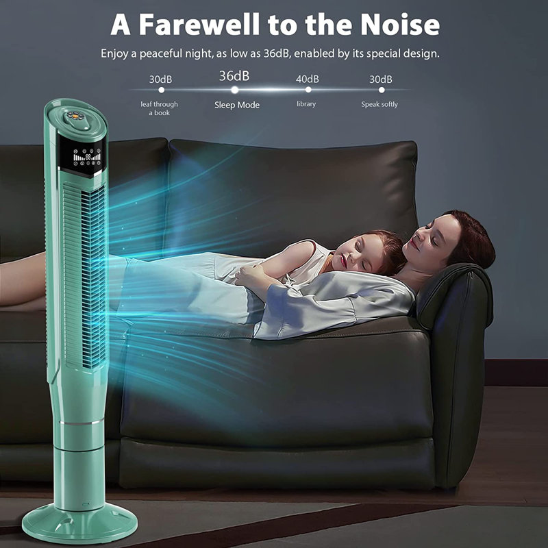 COWSAR 47" Oscillating Tower Fan, Green