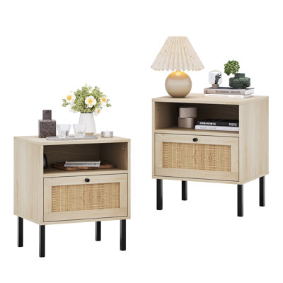 Ensemble de table de chevet 2, table de chevet avec tablette ouverte et porte Aimara