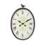 Horloge murale ovale en métal avec oiseau Scriber