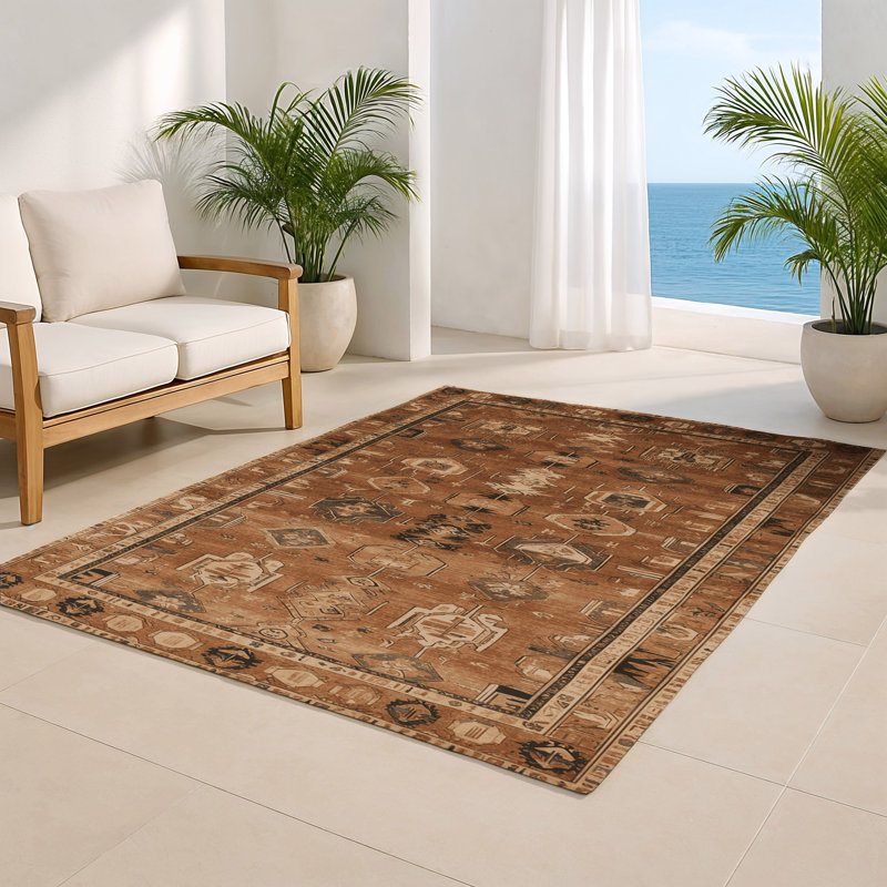 Tapis turc intérieur et extérieur brun, Rectangle 5 pi x 7 pi
