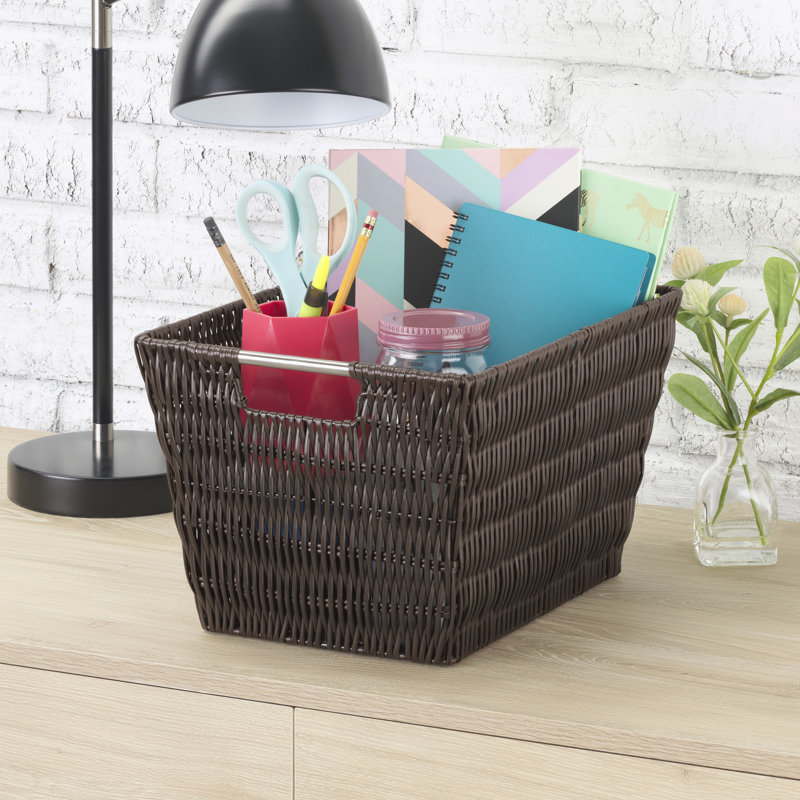 Ebern Designs Plastic Decorative Basket, Medium, Espresso