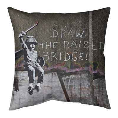 Draw the Raised Bridge Pillow Cover