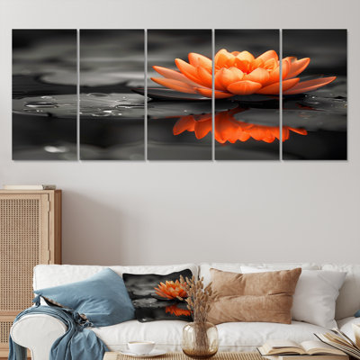 Orange orange, gris, glamour, lotus photo III - lotus, art mural sur toile