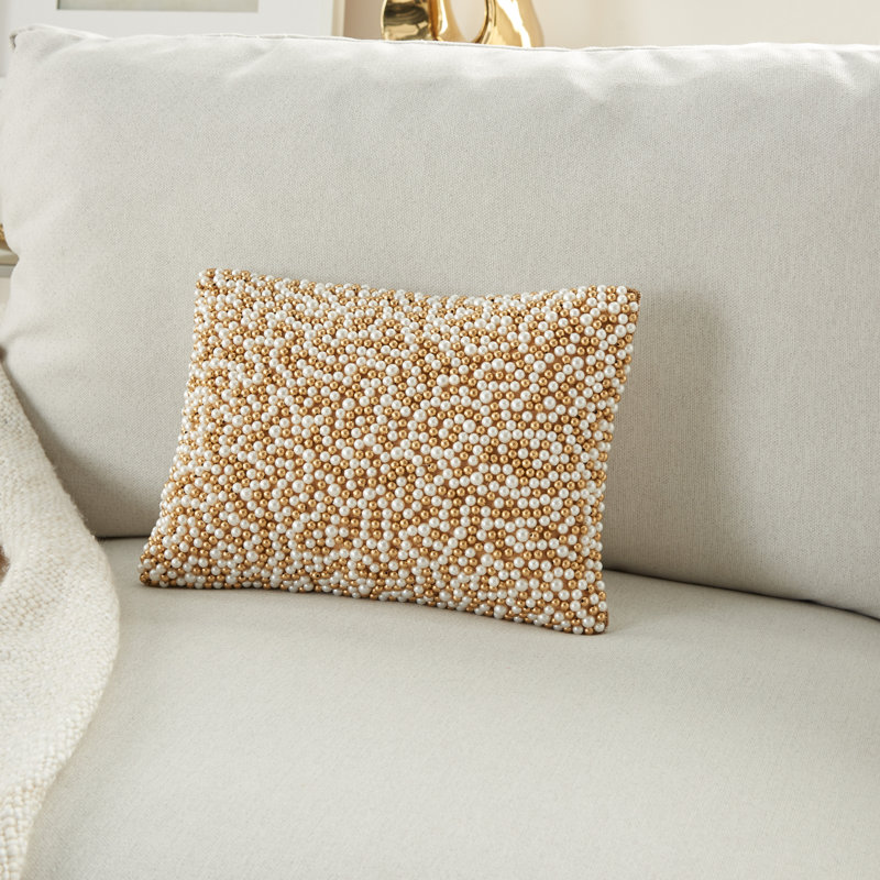  Luminescence Rectangular Pillow Cover and Insert, Ivory/Gold