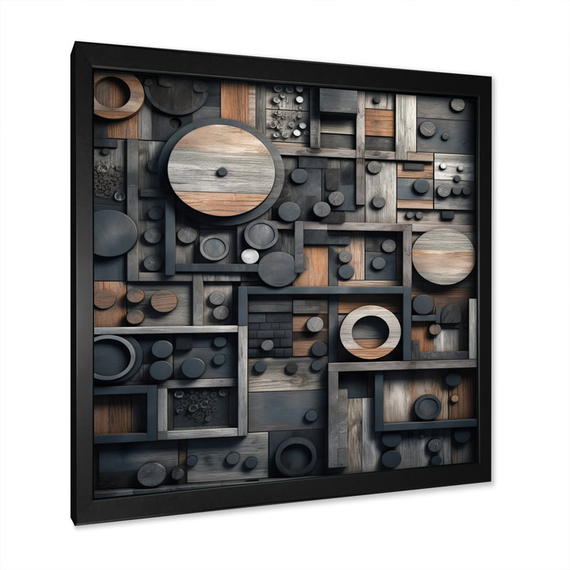 Cubic Geometric Dreams IV, H 16 po x l 16 po x P 1 po, Cadre simple noir