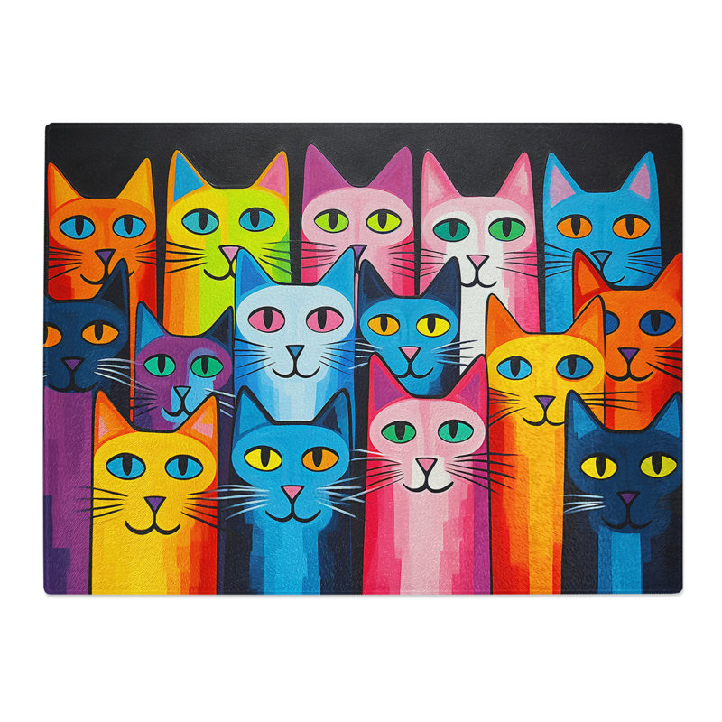 Cat Pop Art  Glass Chopping Board
