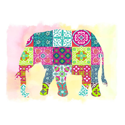 Aquarelle éléphant boho