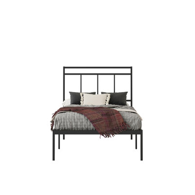 Lit plateforme simple avec tête de lit, finition noire