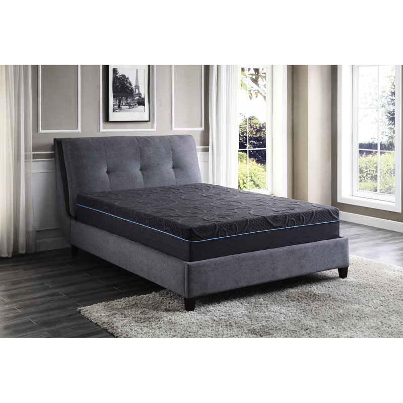 Matelas pleine grandeur de 11 pouces, mousse viscoélastique imprégnée de gel, gris foncé, confort moyen, ressorts ensachés pour un lit rajeunissant de 11 pouces, voyage de rêve paisible