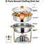 4 Pack 4.7L Round Stainless Steel Chafing Dish Buffet Set, Food Warmer with Transparent Lid and Fuel Holder, Stackable Chafer Server for Catering Banquet Restaurant Use