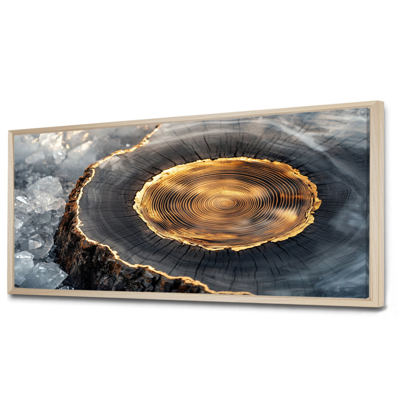 «Worle Wood Slide on Stone Emerald», art mural forêt, H 28 po x l 60 po, Impression encadrée flottante, Crème, crème