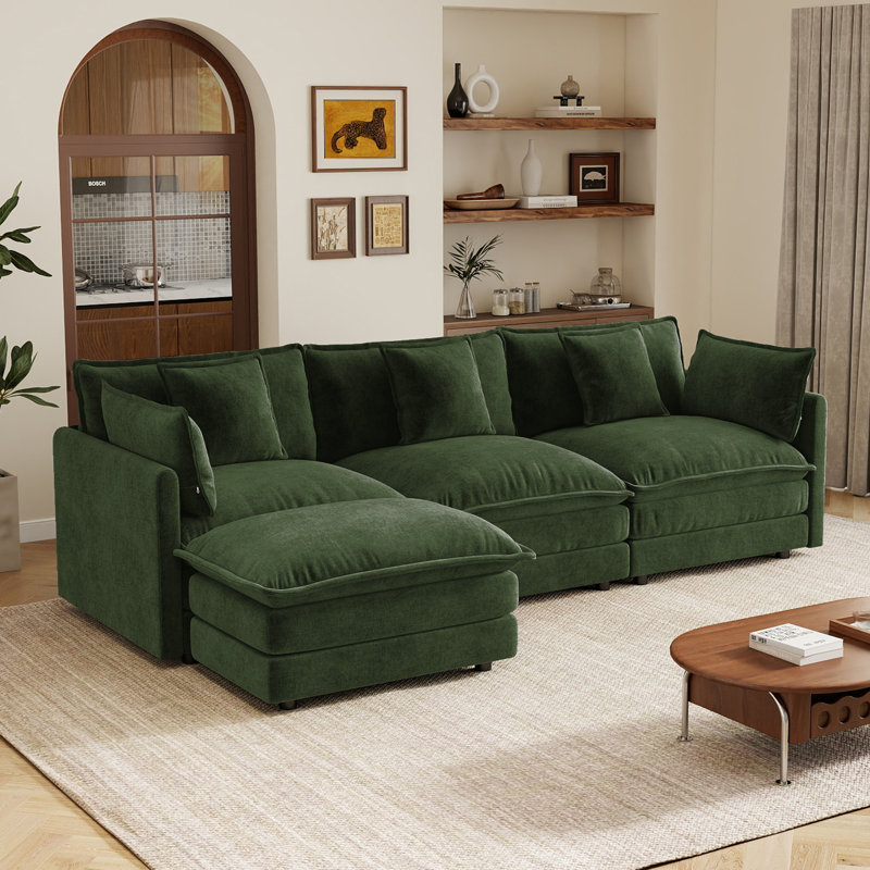 Canapé modulaire Moduluxe avec repose-pieds et coussins pour le salon Moduluxe, Green