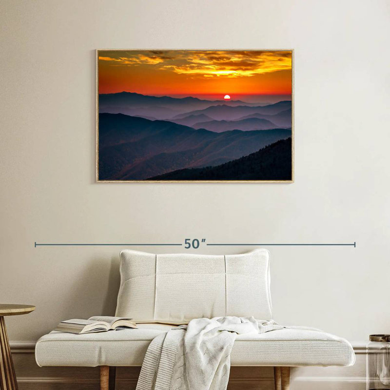 Blue Ridge Mountains, Cadre flottant en bois naturel, 37 po x 25 po