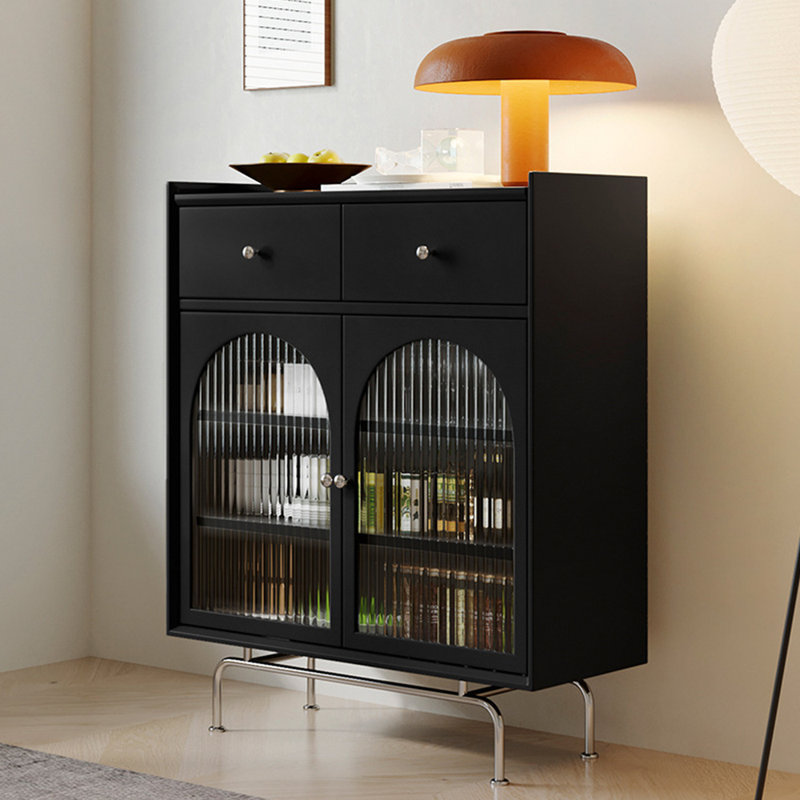 Armoire d'appoint en verre à porte noire