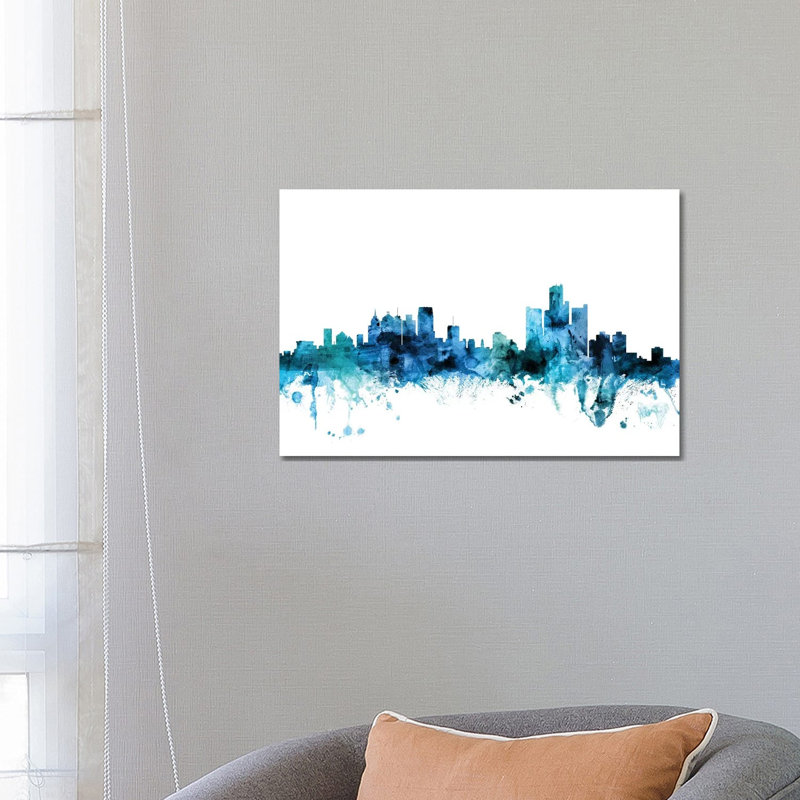 Detroit, Michigan Skyline by Michael Tompsett - 1 Piece Wrapped Canvas Wall Art, 66.04 cm H x 45.72 cm W x 3.175 cm D