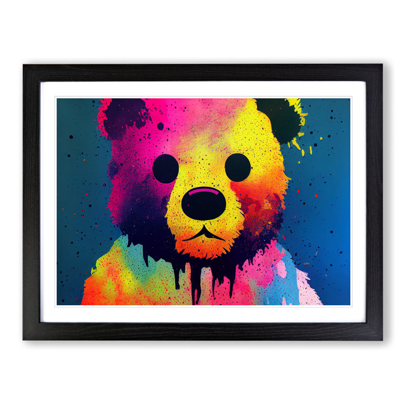 Teddy Bear Splash Vol.3 Abstract - Single Picture Frame Print, Black, 46cm H x 64cm W