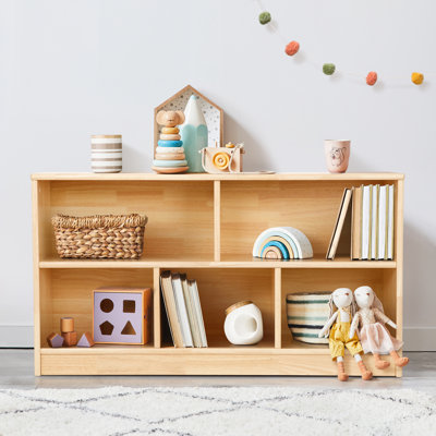 Solid Rubber Kids Bookshelf, Idael Montessori Shelf 44.6"W X 11.8"D X 23.6"H