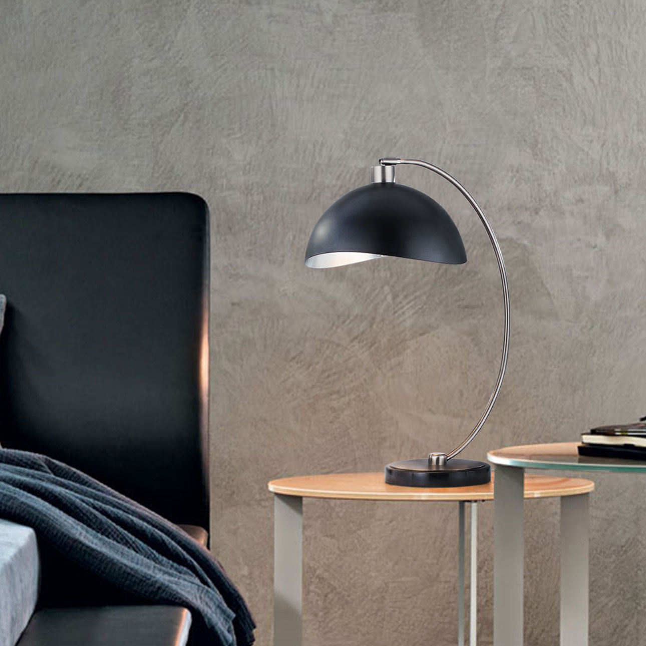 Luna Bella Marble Lamp, Matte Black, Black