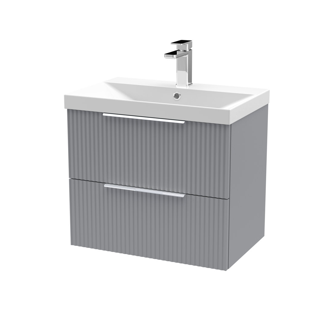 Fluted 610 mm Single Vanity with Drop In Basin