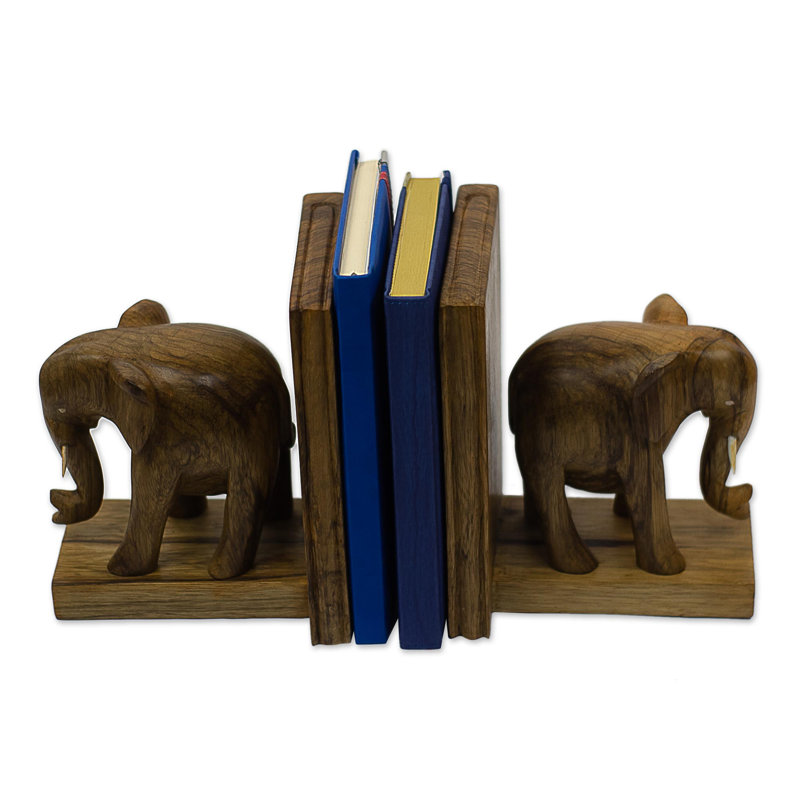 Serre-livres éléphants en bois