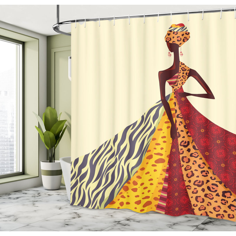 Rideau de douche et crochets African Girl Decor, H 75 po x l 69 po