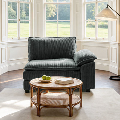 Chaise d'angle en velours côtelé Lauretta