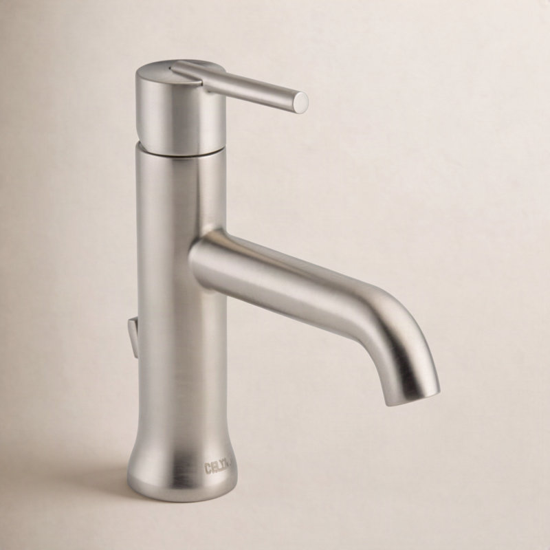 Robinet de salle de bain en nickel brossé Trinsic, robinet de lavabo monotrou pour meuble-lavabo, ensemble de drain à bouton-poussoir en métal, acier inoxydable