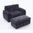 Double Recliner Sofa with USB Charging and Storage Ottoman-1065744517