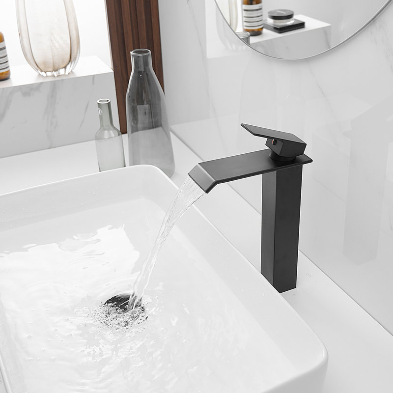 Robinet de lavabo vasque de salle de bain à poignée simple avec bonde Waterfall