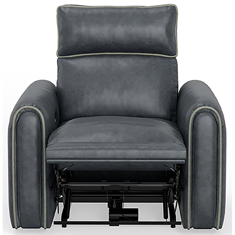 Nahele Upholstered Power Headrest Recliner, Gray Polyester Blend